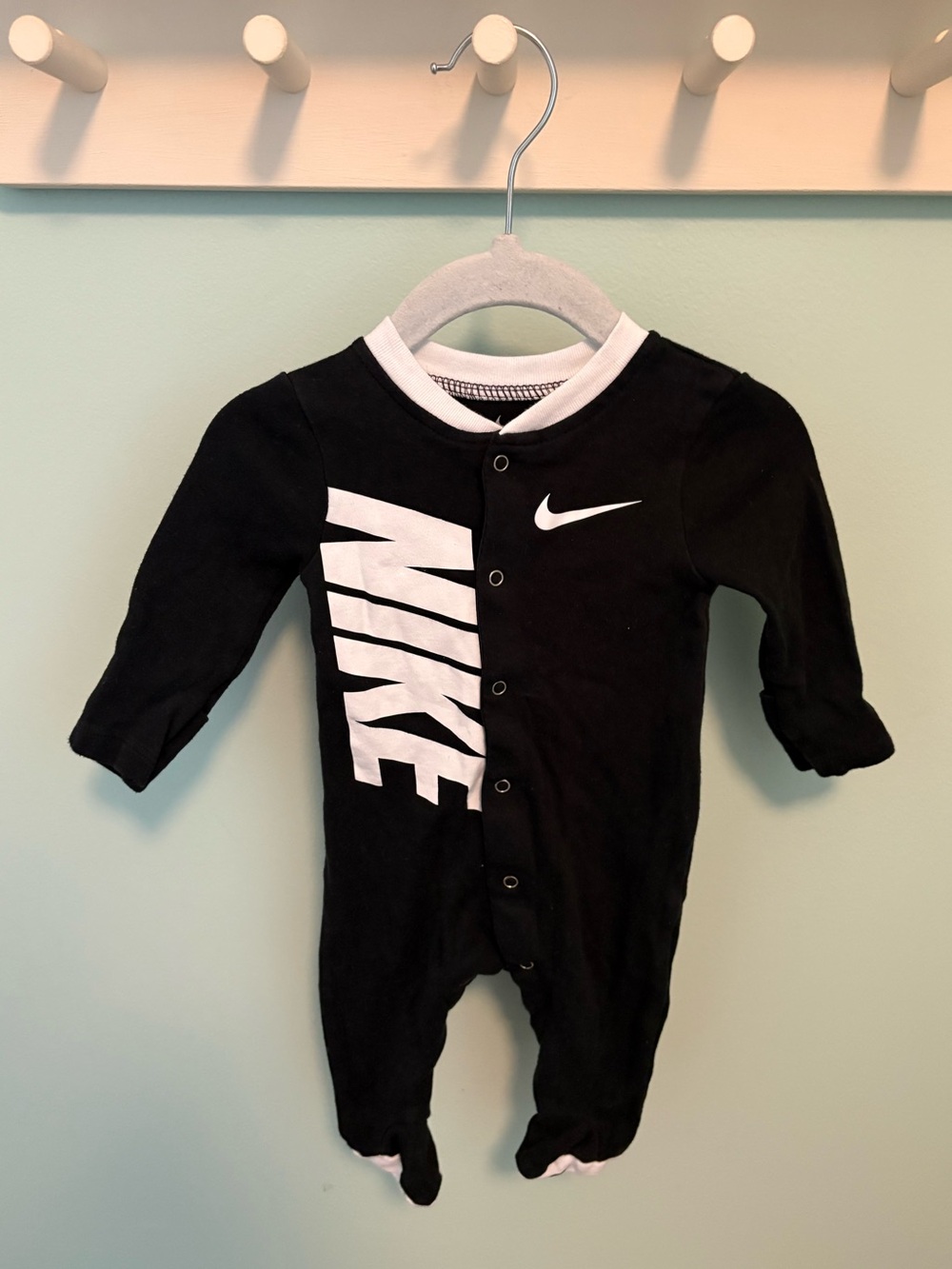 Nike Black & White Baby One-Piece Footed Romper